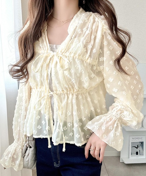 セール】【mily bilet】透け感シフォンでつくる、大人の可憐スタイル