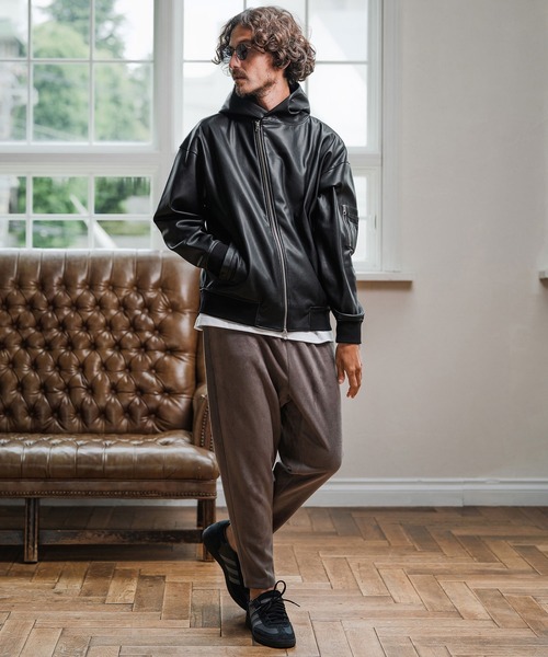 Magine(マージン)の「mj10909-Synthetic Leather Hooded Blouson フーデットブルゾン(ブルゾン・メンズ・ブラック/シルバー・48/46/44)」の20枚目の写真