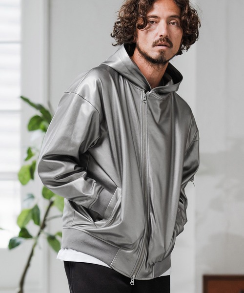 Magine(マージン)の「mj10909-Synthetic Leather Hooded Blouson フーデットブルゾン(ブルゾン・メンズ・ブラック/シルバー・48/46/44)」の18枚目の写真