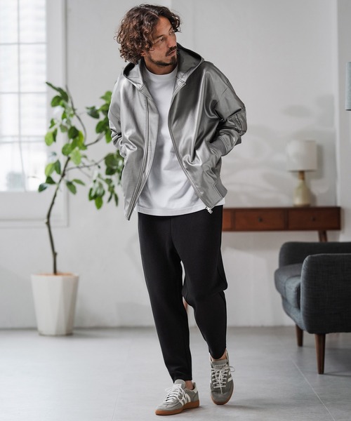 Magine(マージン)の「mj10909-Synthetic Leather Hooded Blouson フーデットブルゾン(ブルゾン・メンズ・ブラック/シルバー・48/46/44)」の16枚目の写真