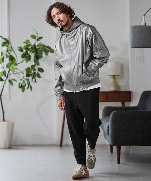 Magine(マージン)の「mj10909-Synthetic Leather Hooded Blouson フーデットブルゾン(ブルゾン・メンズ・ブラック/シルバー・48/46/44)」の15枚目の写真