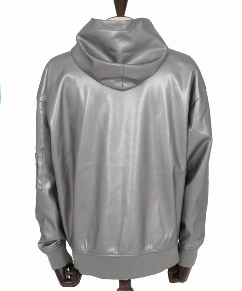 Magine(マージン)の「mj10909-Synthetic Leather Hooded Blouson フーデットブルゾン(ブルゾン・メンズ・ブラック/シルバー・48/46/44)」の12枚目の写真