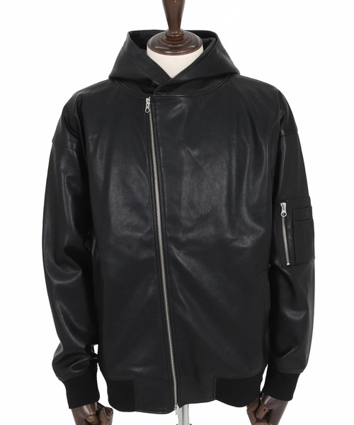 Magine(マージン)の「mj10909-Synthetic Leather Hooded Blouson フーデットブルゾン(ブルゾン・メンズ・ブラック/シルバー・48/46/44)」の11枚目の写真