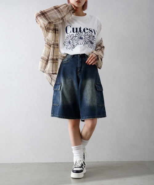SpRay(スプレイ)の「デニムカーゴハーフパンツ(カーゴパンツ・レディース・ブラック/ダークブルー・SMALL/MEDIUM)」の10枚目の写真