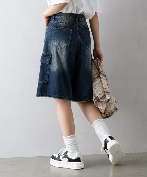 SpRay(スプレイ)の「デニムカーゴハーフパンツ(カーゴパンツ・レディース・ブラック/ダークブルー・SMALL/MEDIUM)」の14枚目の写真