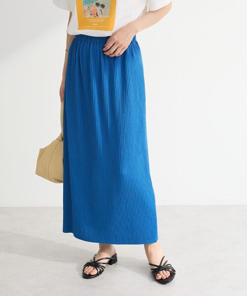 Green　Parks（グリーンパークス）の「楽ちん涼やかドライタッチイージースカート（スカート・レディース・ロイヤルブルー/グレイッシュベージュ/ブラック/チャコールグレー・FREE）」の4枚目の写真