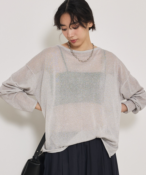 qualite（カリテ）の「【大人気ラメシリーズ】ラメシアーボックスニット/秋服/冬服（ニット/セーター・レディース・ブロンズ/シルバー/ブラック・フリー）」の2枚目の写真