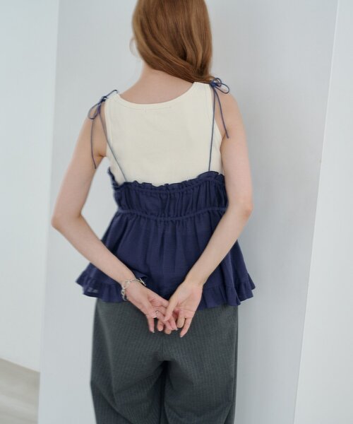 Kastane（カスタネ）の「フリルキャミビスチェ（キャミソール・レディース・ネイビー/オフホワイト・FREE）」の16枚目の写真