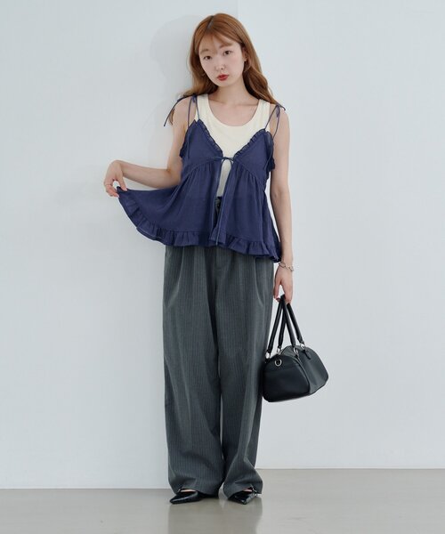 Kastane（カスタネ）の「フリルキャミビスチェ（キャミソール・レディース・ネイビー/オフホワイト・FREE）」の22枚目の写真