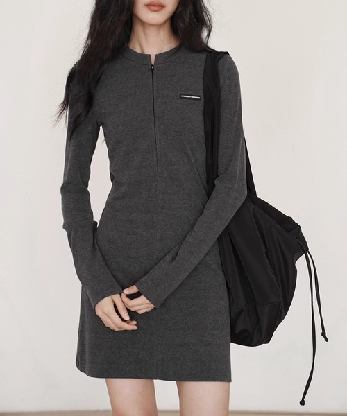EIGHTHMONTH(エイスマンス)の「ハーフジップリブワンピース EM25a015【EIGHTHMONTH】(ワンピース・レディース・ダークグレー・M/S/L)」の4枚目の写真