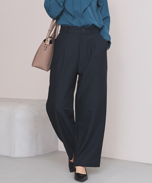 GLACIER lusso(グラシアルッソ)の「ストレートパンツ(スラックス・レディース・ブラック/ヘザーチャコール/ダークベージュ/ネイビー・L/LL/M/S)」の4枚目の写真