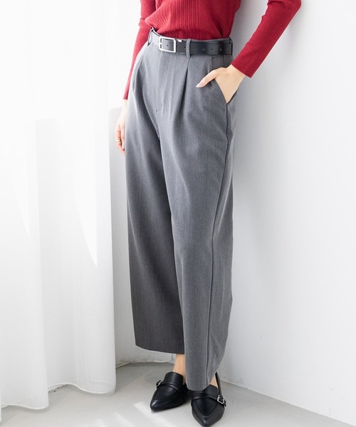 GLACIER lusso(グラシアルッソ)の「ストレートパンツ(スラックス・レディース・ブラック/ヘザーチャコール/ダークベージュ/ネイビー・L/LL/M/S)」の3枚目の写真