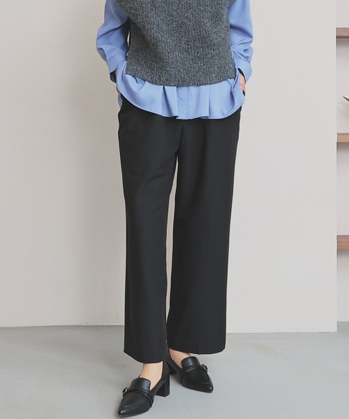 GLACIER lusso(グラシアルッソ)の「ストレートパンツ(スラックス・レディース・ブラック/ヘザーチャコール/ダークベージュ/ネイビー・L/LL/M/S)」の2枚目の写真