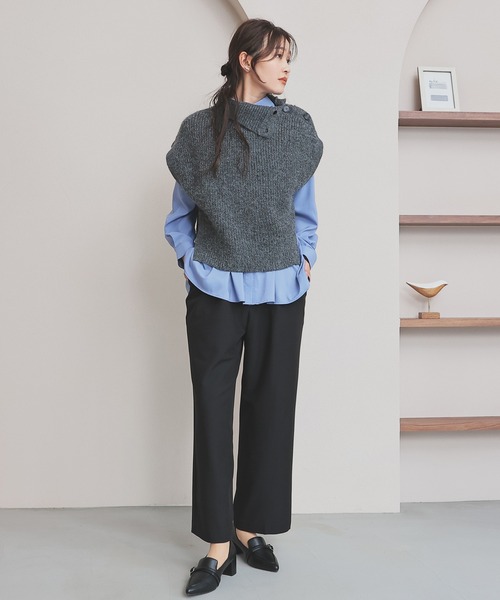 GLACIER lusso(グラシアルッソ)の「ストレートパンツ(スラックス・レディース・ブラック/ヘザーチャコール/ダークベージュ/ネイビー・L/LL/M/S)」の8枚目の写真