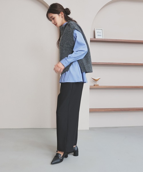 GLACIER lusso(グラシアルッソ)の「ストレートパンツ(スラックス・レディース・ブラック/ヘザーチャコール/ダークベージュ/ネイビー・L/LL/M/S)」の9枚目の写真