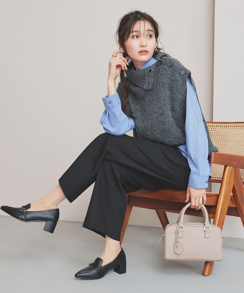 GLACIER lusso(グラシアルッソ)の「ストレートパンツ(スラックス・レディース・ブラック/ヘザーチャコール/ダークベージュ/ネイビー・L/LL/M/S)」の12枚目の写真