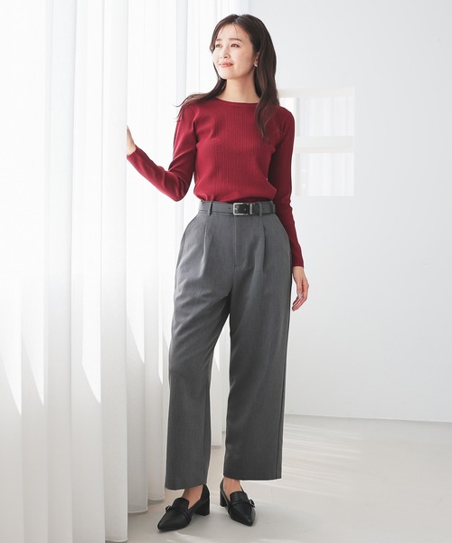 GLACIER lusso(グラシアルッソ)の「ストレートパンツ(スラックス・レディース・ブラック/ヘザーチャコール/ダークベージュ/ネイビー・L/LL/M/S)」の17枚目の写真