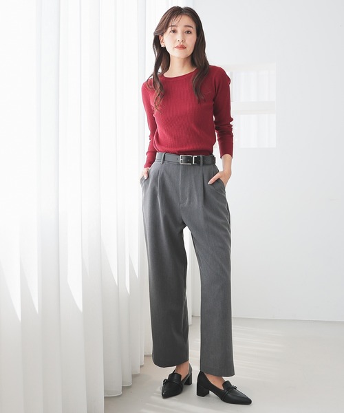 GLACIER lusso(グラシアルッソ)の「ストレートパンツ(スラックス・レディース・ブラック/ヘザーチャコール/ダークベージュ/ネイビー・L/LL/M/S)」の18枚目の写真