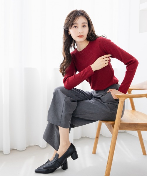 GLACIER lusso(グラシアルッソ)の「ストレートパンツ(スラックス・レディース・ブラック/ヘザーチャコール/ダークベージュ/ネイビー・L/LL/M/S)」の20枚目の写真