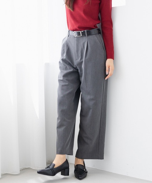 GLACIER lusso(グラシアルッソ)の「ストレートパンツ(スラックス・レディース・ブラック/ヘザーチャコール/ダークベージュ/ネイビー・L/LL/M/S)」の21枚目の写真