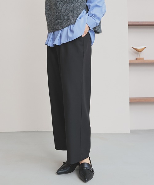 GLACIER lusso(グラシアルッソ)の「ストレートパンツ(スラックス・レディース・ブラック/ヘザーチャコール/ダークベージュ/ネイビー・L/LL/M/S)」の10枚目の写真