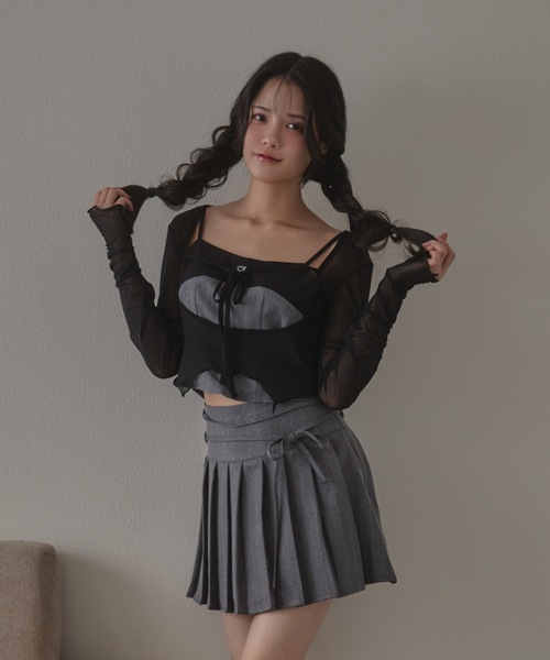 M DOLLY(エムドリー)の「*M DOLLY original* airy ribbon cardigan/エアリーリボンカーディガン(カーディガン/ボレロ・レディース・ブラック/アイボリー・FREE)」の9枚目の写真