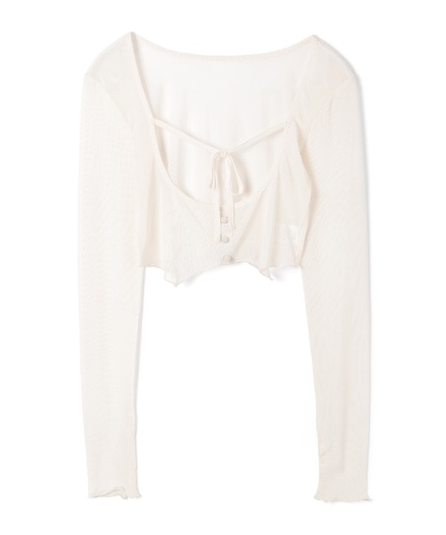 M DOLLY(エムドリー)の「*M DOLLY original* airy ribbon cardigan/エアリーリボンカーディガン(カーディガン/ボレロ・レディース・ブラック/アイボリー・FREE)」の12枚目の写真