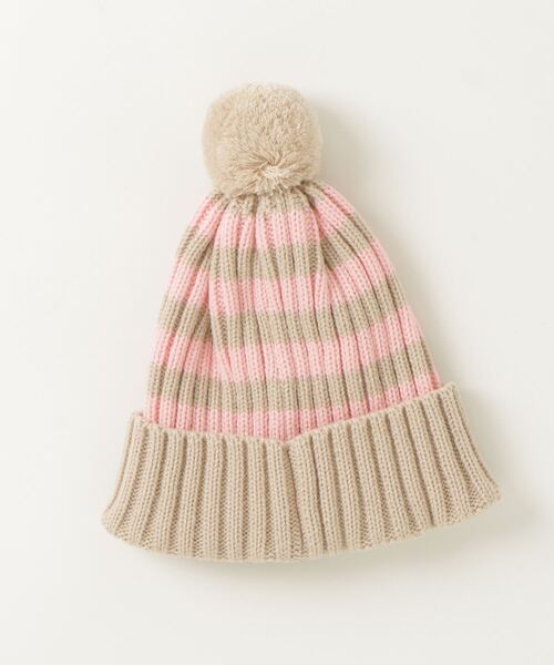 HELLY HANSEN（ヘリーハンセン）の「【HELLY HANSEN】K Border Ponpon Beanie（ニットキャップ/ビーニー・キッズ・ホワイト×ブルー/ピンク・FREE）」の3枚目の写真