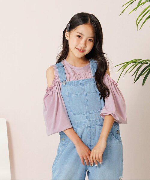 algy(アルジー)の「シャーリング肩あきトップス(Tシャツ/カットソー・キッズ・ピンク/オフホワイト/ブラック・XX-SMALL/X-SMALL/MEDIUM/SMALL)」の3枚目の写真