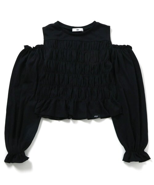 algy(アルジー)の「シャーリング肩あきトップス(Tシャツ/カットソー・キッズ・ピンク/オフホワイト/ブラック・XX-SMALL/X-SMALL/MEDIUM/SMALL)」の13枚目の写真