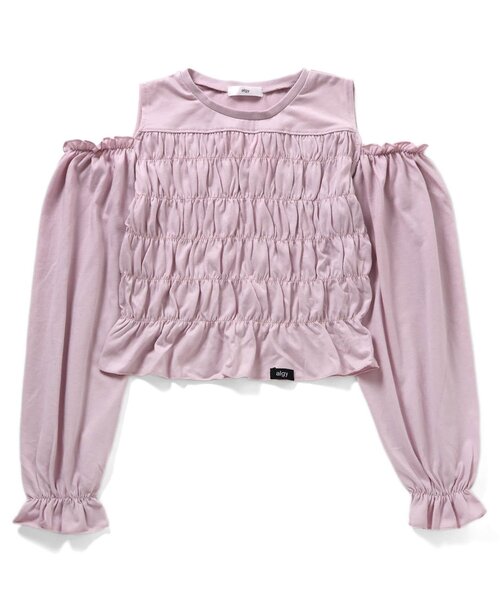 algy(アルジー)の「シャーリング肩あきトップス(Tシャツ/カットソー・キッズ・ピンク/オフホワイト/ブラック・XX-SMALL/X-SMALL/MEDIUM/SMALL)」の15枚目の写真