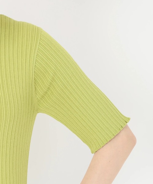 STRAWBERRY-FIELDS（ストロベリーフィールズ）の「【雑誌掲載アイテム】セシルストレッチ_ランダムリブ5分袖ニット（ニット/セーター・レディース・ブラック/ライトグリーン系/ホワイト/ブラウン/ピンク・2）」の11枚目の写真