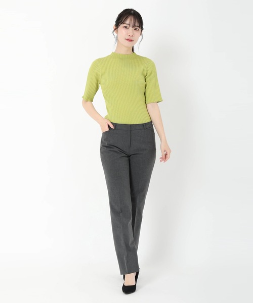 STRAWBERRY-FIELDS（ストロベリーフィールズ）の「【雑誌掲載アイテム】セシルストレッチ_ランダムリブ5分袖ニット（ニット/セーター・レディース・ブラック/ライトグリーン系/ホワイト/ブラウン/ピンク・2）」の13枚目の写真