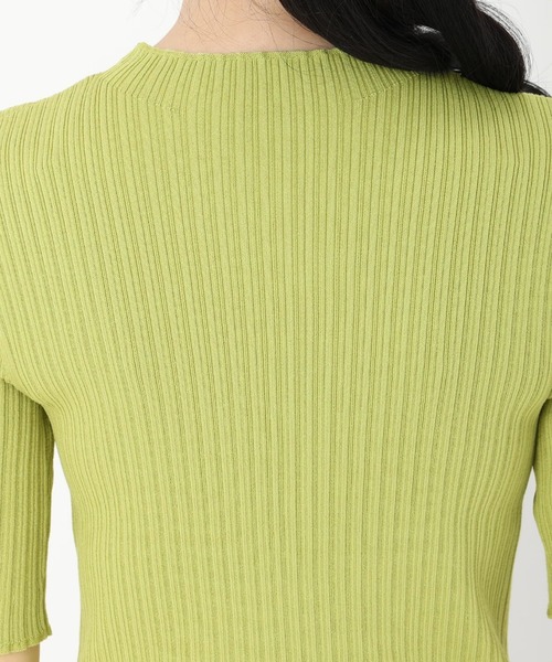 STRAWBERRY-FIELDS（ストロベリーフィールズ）の「【雑誌掲載アイテム】セシルストレッチ_ランダムリブ5分袖ニット（ニット/セーター・レディース・ブラック/ライトグリーン系/ホワイト/ブラウン/ピンク・2）」の10枚目の写真