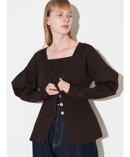 ELENDEEK（エレンディーク）の「シルエットアンサンブルニット（カーディガン/ボレロ・レディース・ラベンダー/ブラック/ブラウン・FREE）」の2枚目の写真