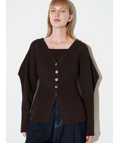 ELENDEEK（エレンディーク）の「シルエットアンサンブルニット（カーディガン/ボレロ・レディース・ラベンダー/ブラック/ブラウン・FREE）」の5枚目の写真