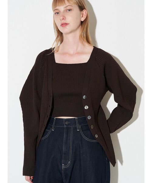 ELENDEEK（エレンディーク）の「シルエットアンサンブルニット（カーディガン/ボレロ・レディース・ラベンダー/ブラック/ブラウン・FREE）」の6枚目の写真