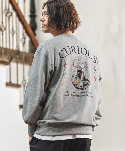 CAMBIO(カンビオ)の「msw1737- ヘビーウェイトプリントCNスウェット_Curious(CASD-167)(スウェット・メンズ・ミックスグレー/ホワイト/グリーン系その他・S/M/L/XL)」の2枚目の写真