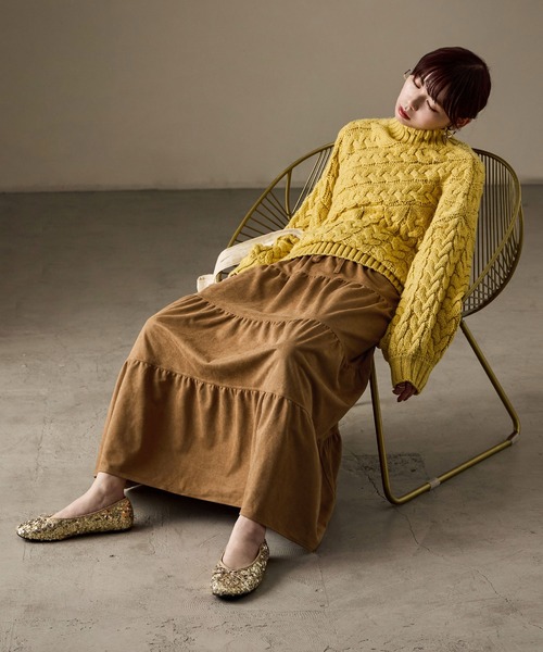 Fashion Letter(ファッションレター)の「スエードティアードロングスカート(スカート・レディース・キャメル/アイボリー/ブラウン・M)」の21枚目の写真