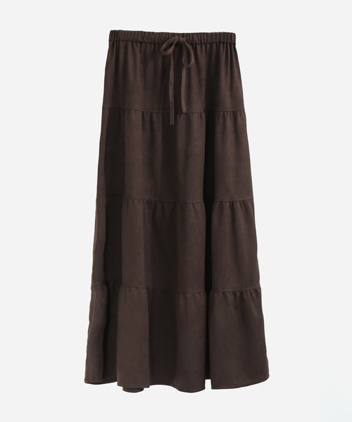 Fashion Letter(ファッションレター)の「スエードティアードロングスカート(スカート・レディース・キャメル/アイボリー/ブラウン・M)」の4枚目の写真