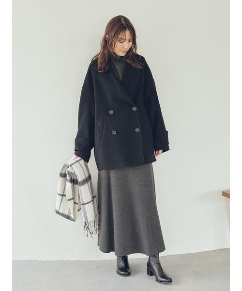 ミラオーウェン　オーバーサイズ　コクーン　ピーコート　ブルー　チェスターコート ミラオーウェン オーバーサイズ コクーン ピーコート ブルー