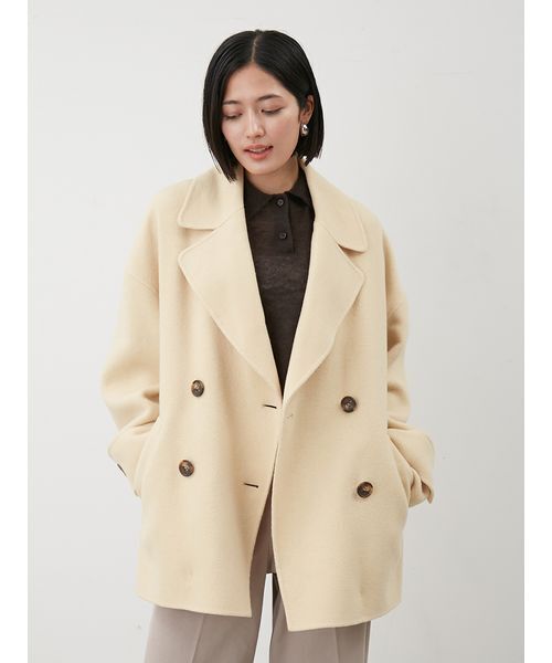 Mila Owen（ミラオーウェン）の「woolコクーンシルエットピーコート
