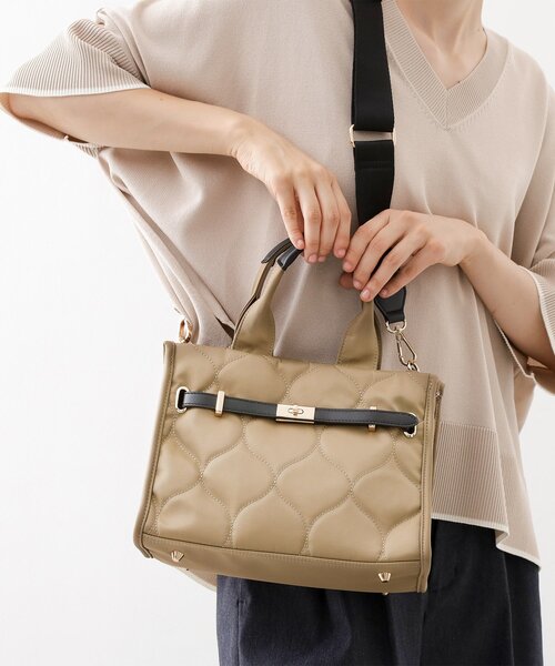 THE SHOP TK (ザ ショップ ティーケー )の「ナイロンキルトミドルトートバッグ(トートバッグ・レディース・ブラック/ベージュ・00)」の1枚目の写真