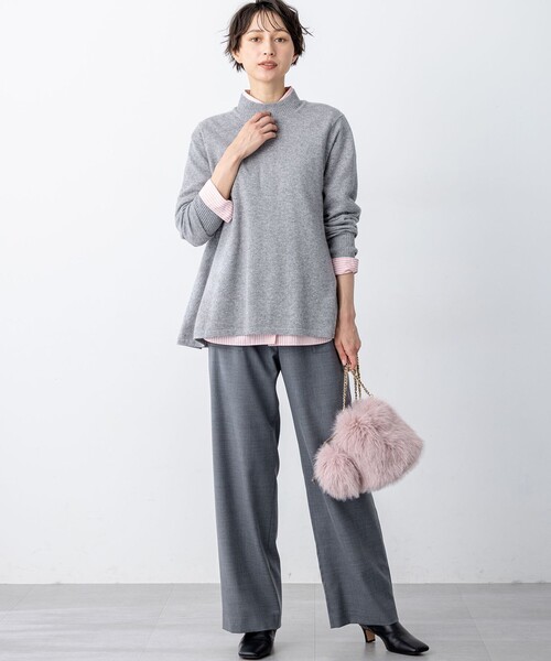 23区（ニジュウサンク）の「【洗える】ピュアカシミヤ フレア ニット（ニット/セーター・レディース・ブルー系/イエロー系/黄土色系/ライトグレー系/スカイブルー系/オレンジ系/ベージュ系・38）」の9枚目の写真
