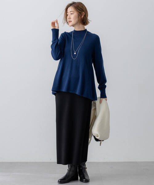 ⭐️F＊Drawers⭐️ カシミア100% 長袖ニットネイビー ニット/セーター（ブルー・ネイビー/青色系・カシミヤ）ファッション