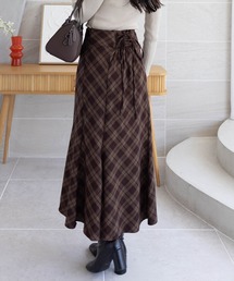 CLEAR BASIC | 【低身長用サイズ有】バックレースアップチェック柄マーメイドスカート[フェミニン 着回し抜群 大人]≪AW新作≫(スカート)