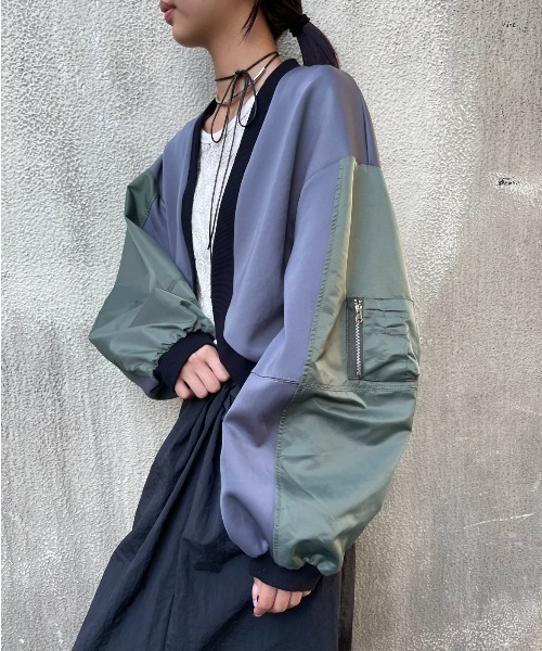 AIC.（エーアイシー）の「MA-1ショートボレロ（カーディガン/ボレロ・レディース・ブラック/チャコールグレー・FREE）」の2枚目の写真