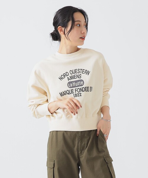 B:MING by BEAMS（ビーミングバイビームス）の「【別注】La Hutte / ロゴ スウェット（スウェット・レディース・グレー/ホワイト系その他5/チャコールグレー・ONE SIZE）」の4枚目の写真