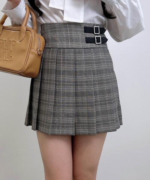 INGNI（イング）の「サイドベルトチェック柄プリーツスカパン（スカート・レディース・ブラウン系その他2/グレー系8・FREE）」の6枚目の写真