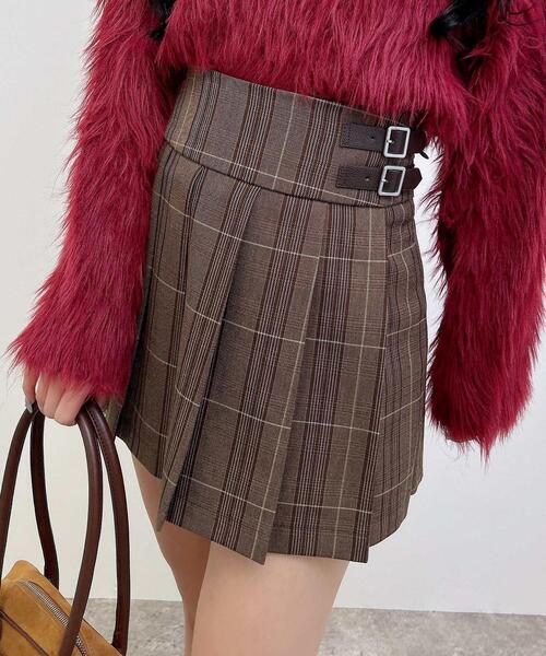 INGNI（イング）の「サイドベルトチェック柄プリーツスカパン（スカート・レディース・ブラウン系その他2/グレー系8・FREE）」の7枚目の写真